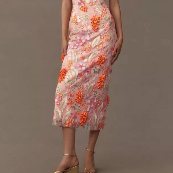 HELSI Gemma Floral Embroidered Midi Dress - Orange and Pink. NWT. - Picture 9 of 13